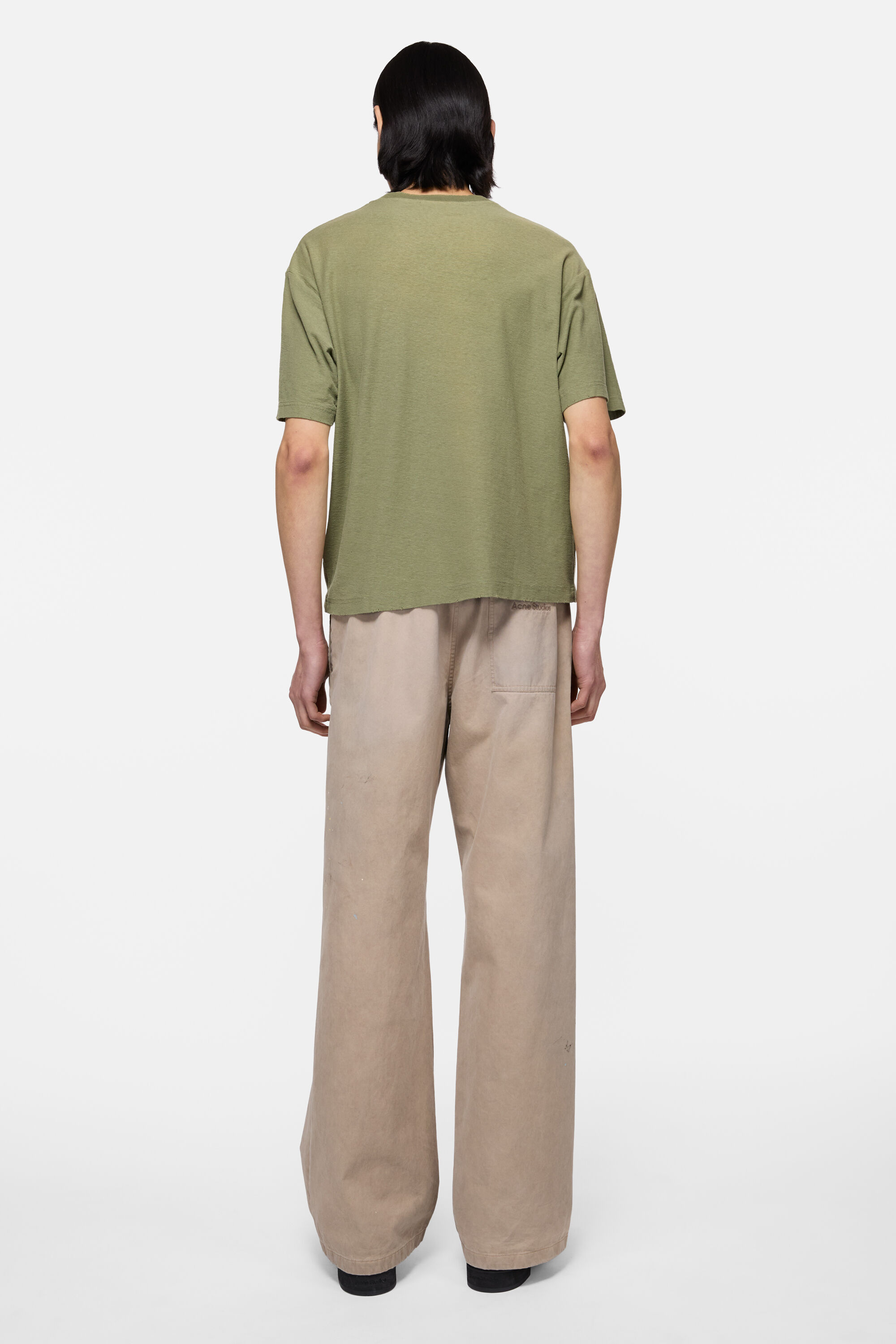 Acne Studios - スプレー加工ロゴTシャツ - オリーブグリーン