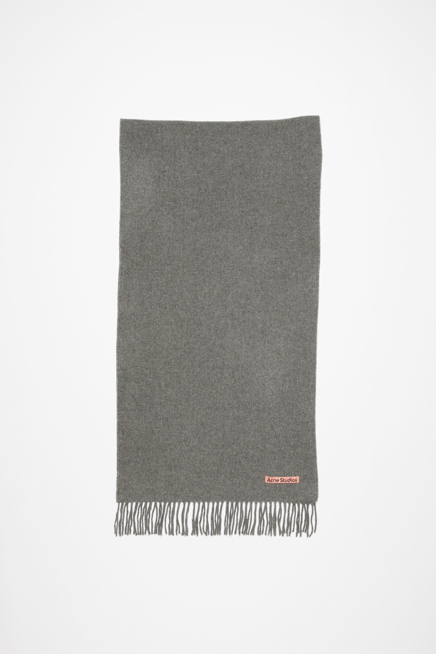 Logo Print Fringe Wool Scarf