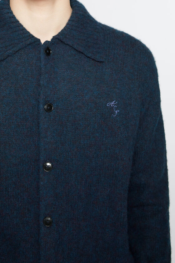 Acne Studios - Polo wool cardigan - Deep blue melange 
