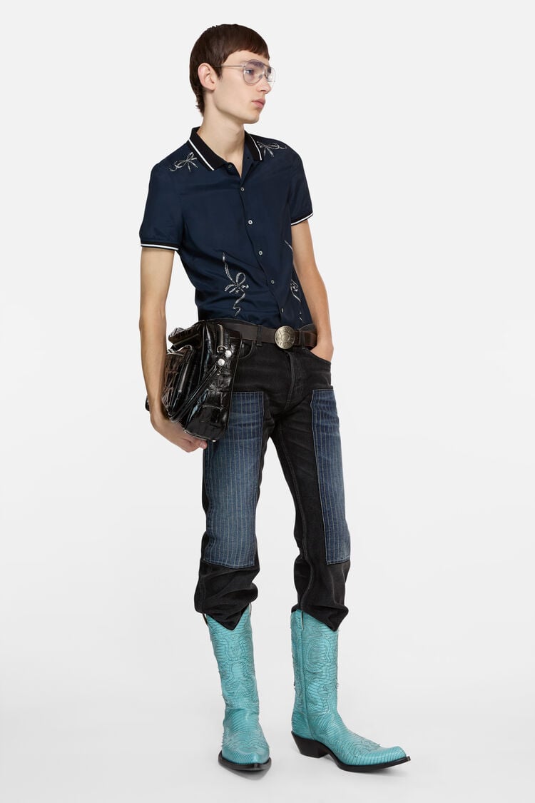 Embroidered button-up