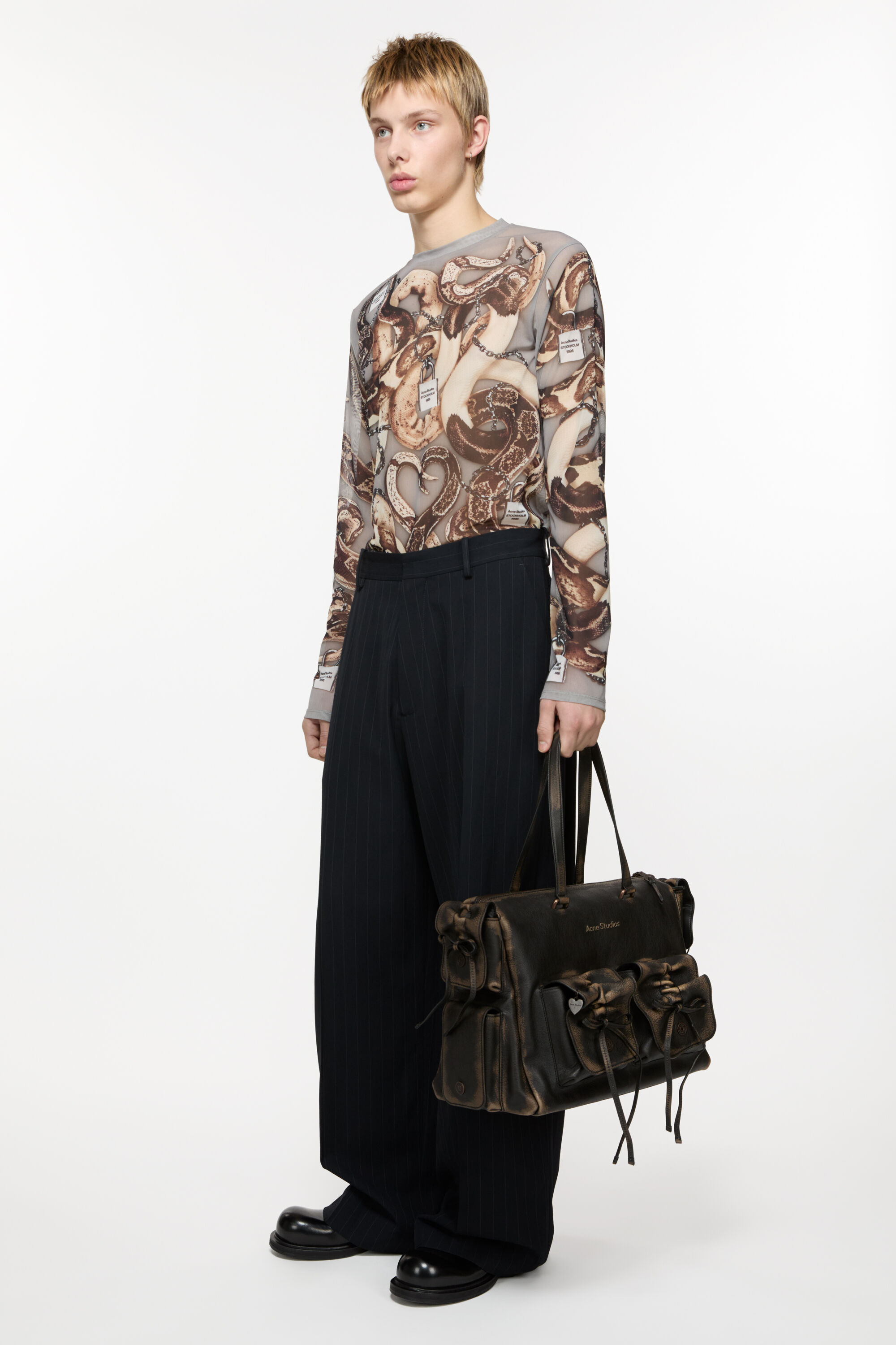Acne Studios - Multipocket tote bag - Dark brown/beige