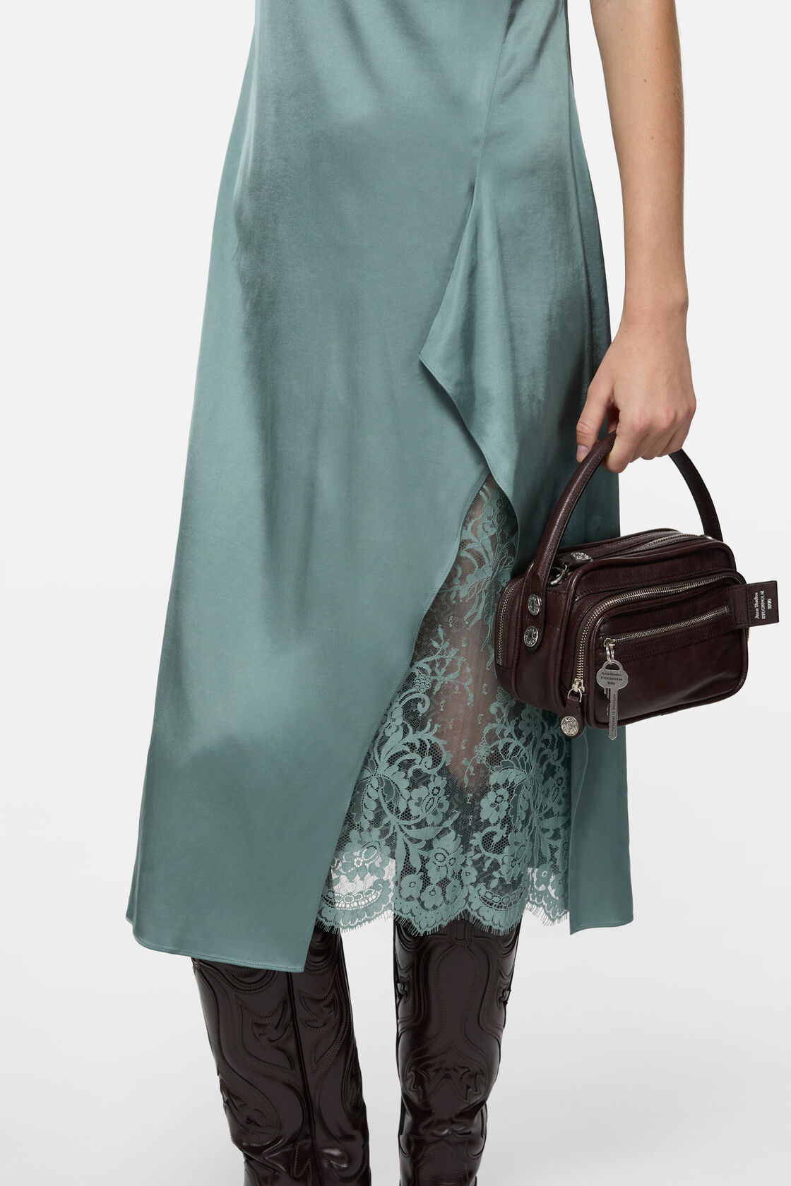 Satin dress, Sage green, 2000x