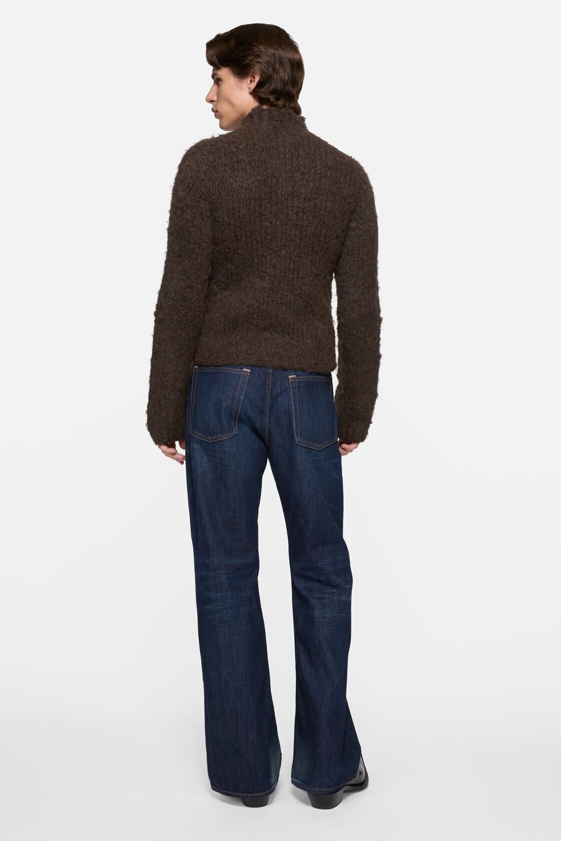 Hand-knit alpaca sweater, Dark brown, 2000x