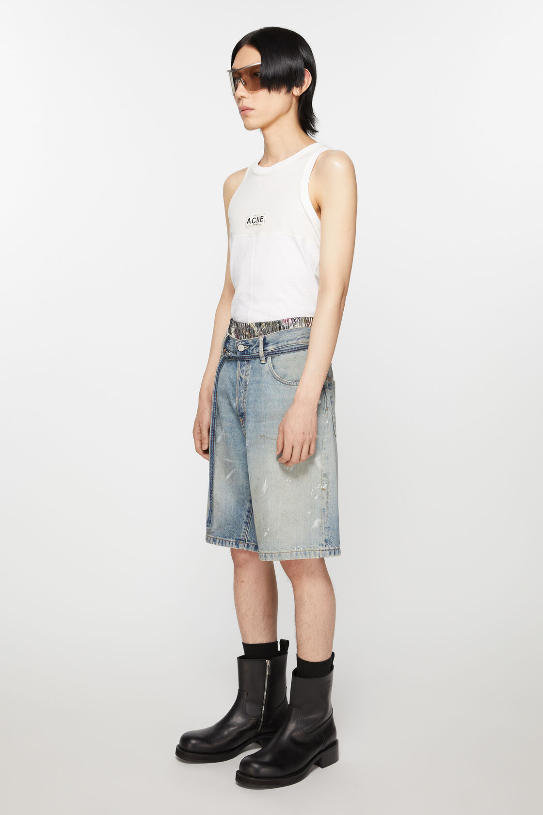 宽松版型丹宁短裤, 浅蓝色, 2000x