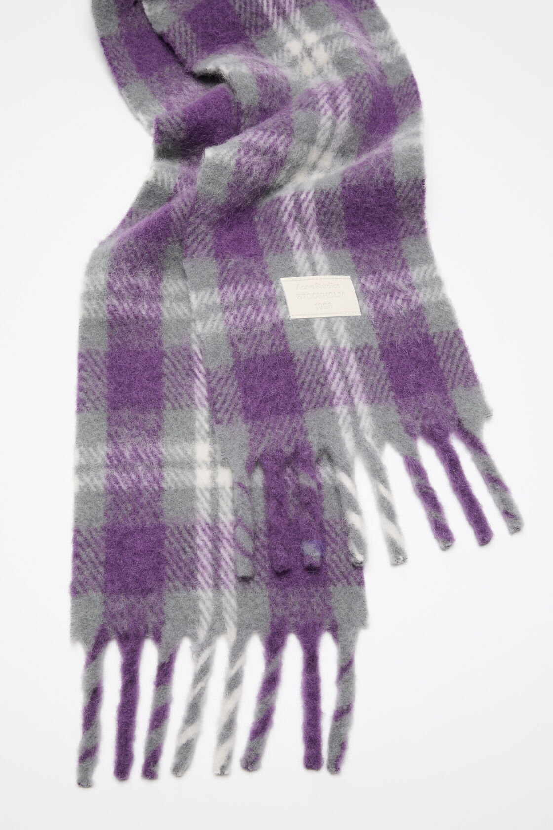 Fringed alpaca-wool scarf, Grey/purple, 2000x