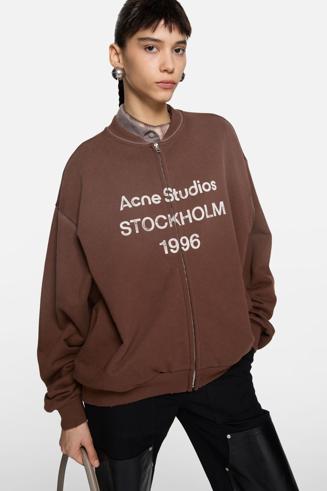 Zip logo sweater, Chocolate brown, 2000x