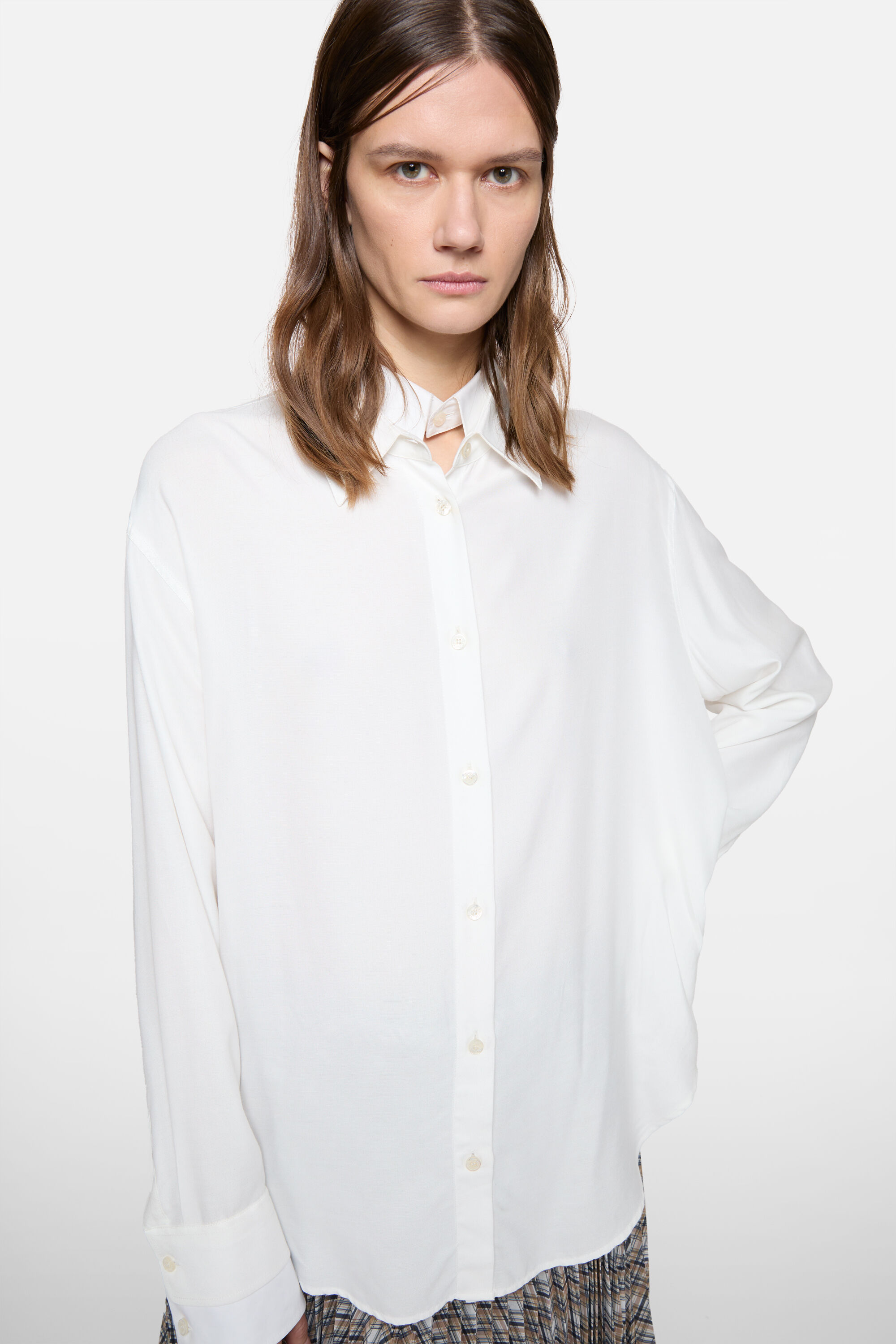 Acne Studios アクネストゥディオズ ウエストシェイプノースリーブシャツ FN-WN-BLOU000594 ホワイト 34 Acne Studios - Layered button-up - White/white