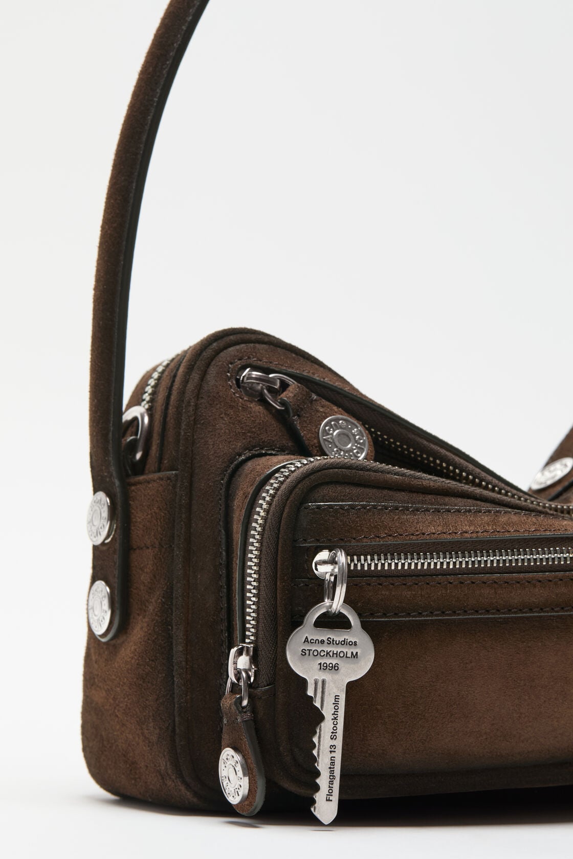 Camero Party Suede Shoulder Bag, Dark brown, 2000x