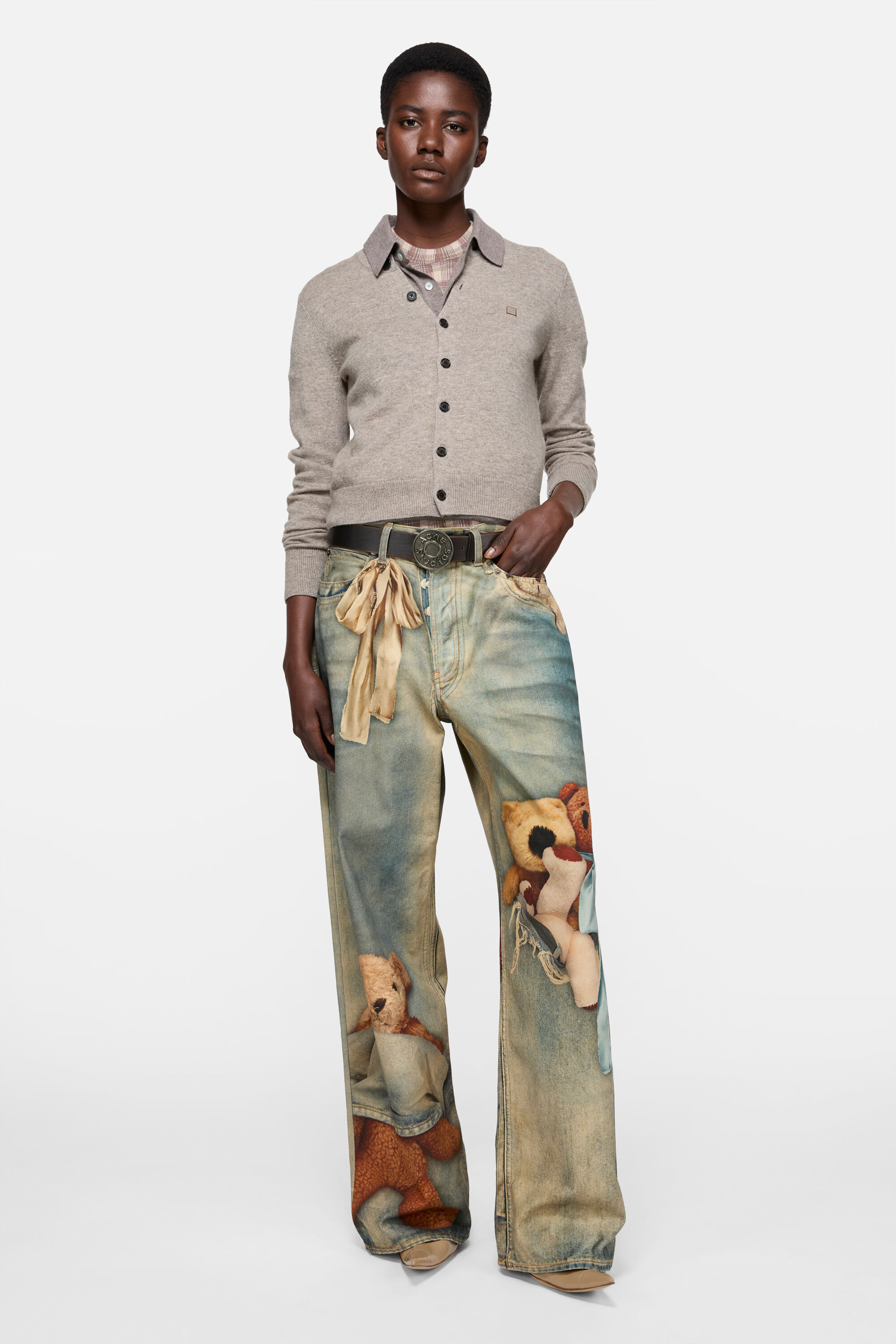 Acne Studios - Fitted cardigan - yak wool - Greige melange