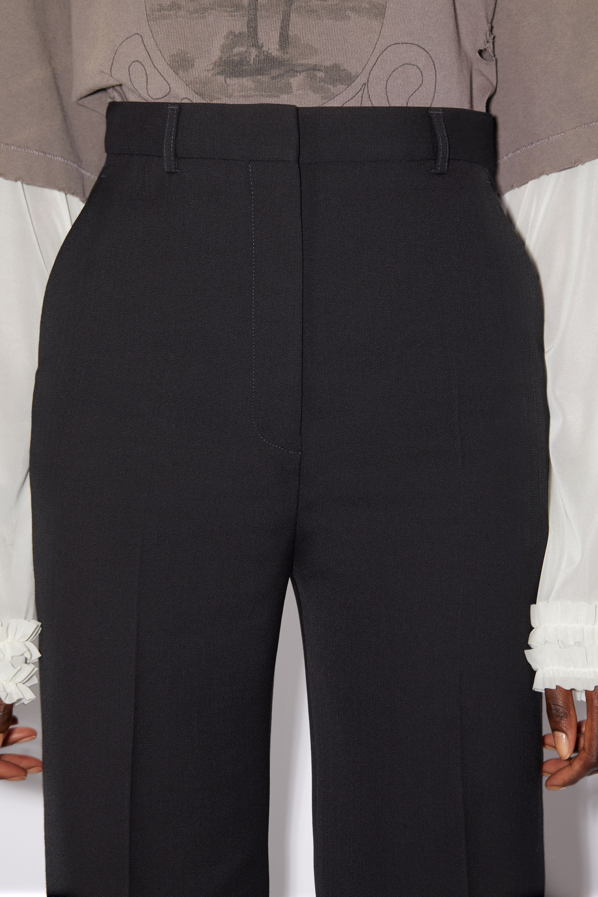 Buy Basics Black Tailored Fit Flat Front Trousers for Mens Online  Tata  CLiQ