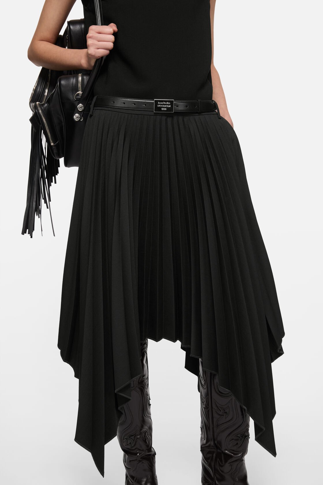 Layered midi dress, Black, 2000x