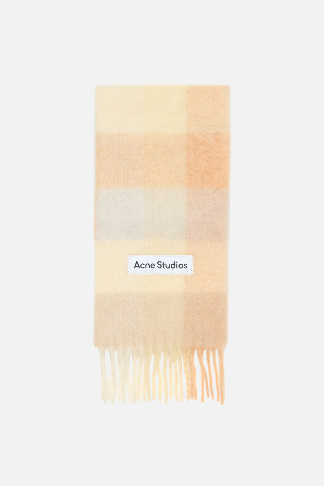 Mohair checked scarf, Peach/White/Beige, 2000x