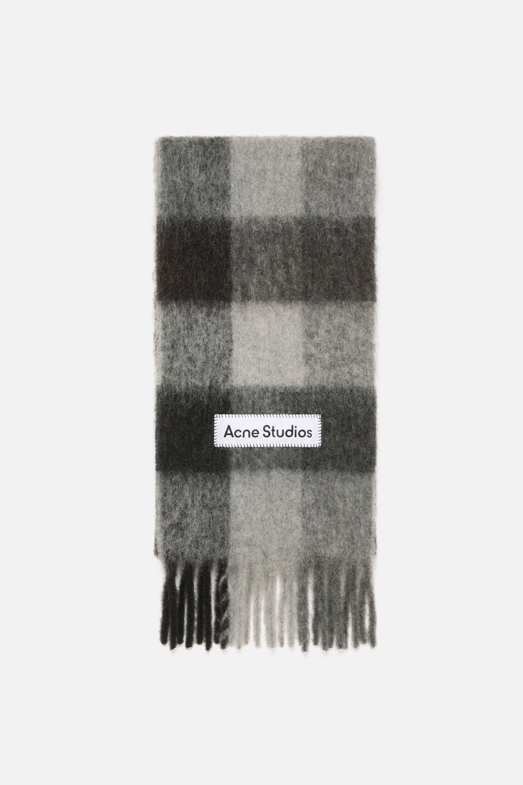 マフラー チェック　Acne Studios Acne Studios - モヘアチェックスカーフ - ダークブラック/グレー