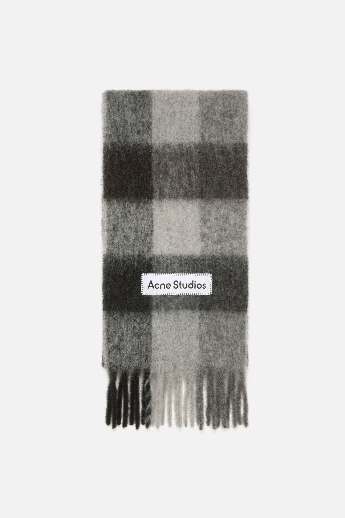 Sciarpa a quadri in mohair, Nero scuro/Grigio/Grigio scuro, 2000x