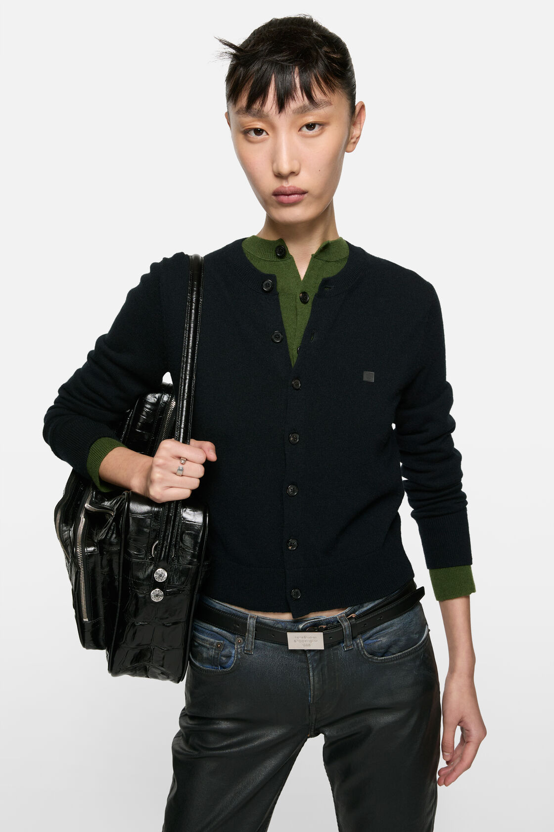 Fitted cardigan - yak wool, Black, 2000x