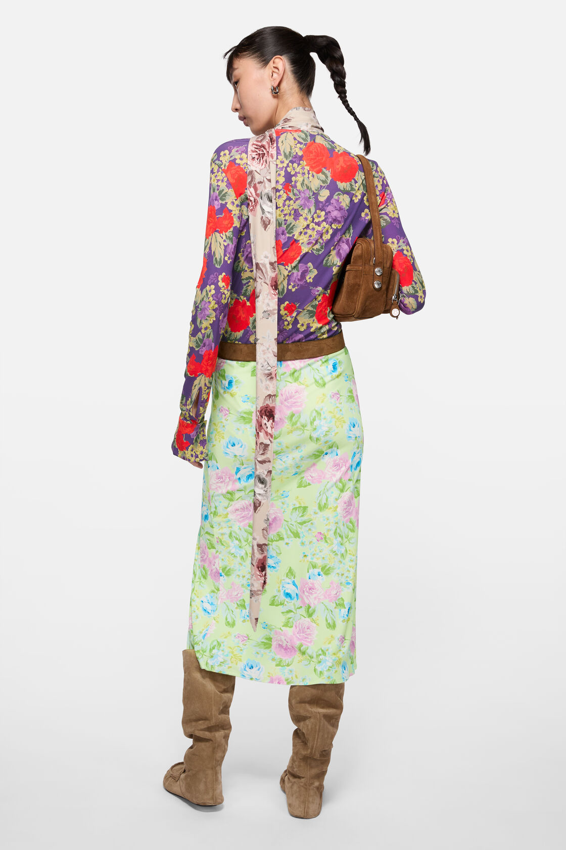 Printed midi dress, Purple/green, 2000x