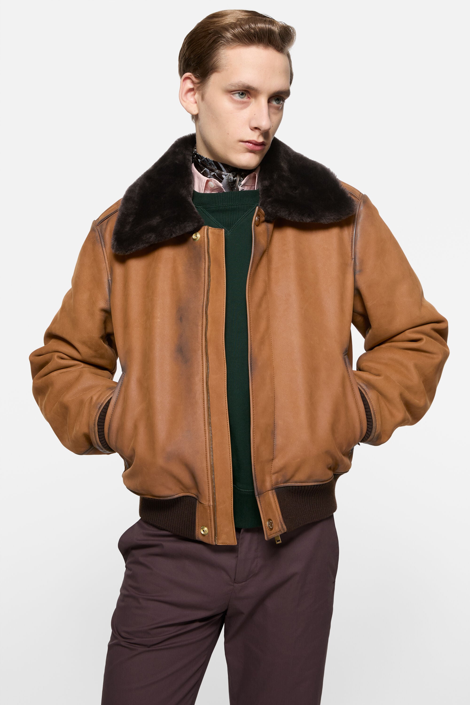 Acne Studios - Suede bomber jacket - Cognac brown
