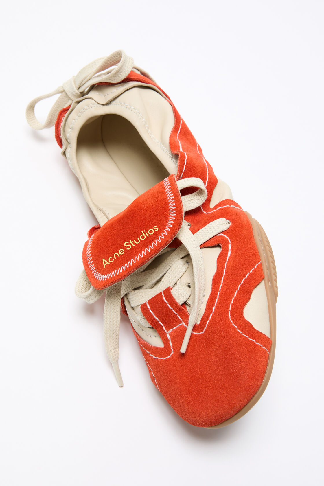 Suede lace-up shoes, Off white/Orange, 2000x