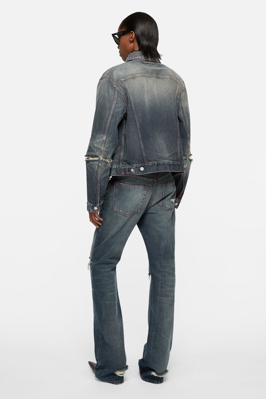 Re-edition worn denim jacket, Mid Blue, 2000x
