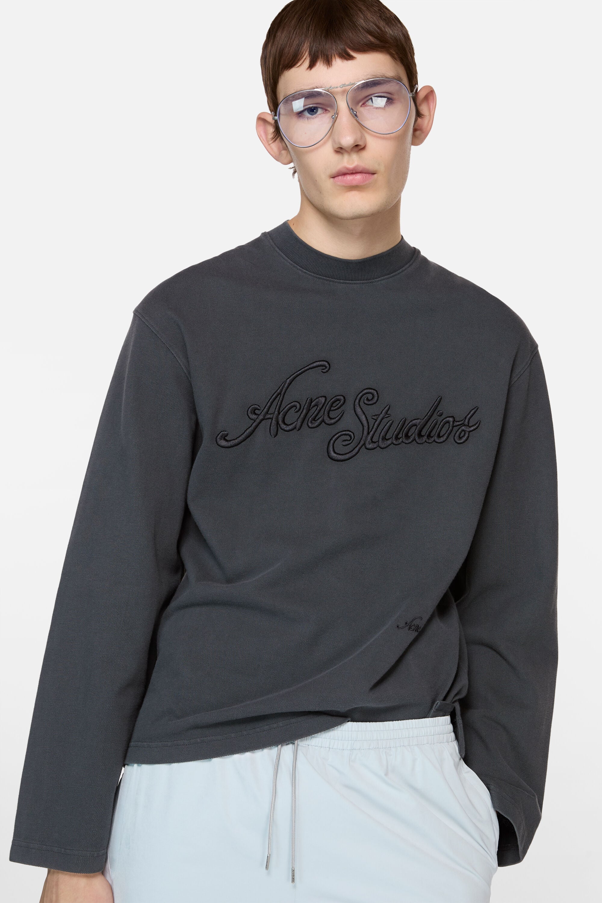 Acne Studios - Embroidered logo t-shirt - Faded black