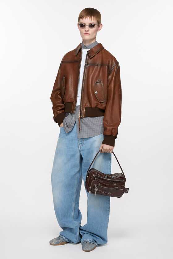 Acne Studios - レザーボンバージャケット - タバコブラウン