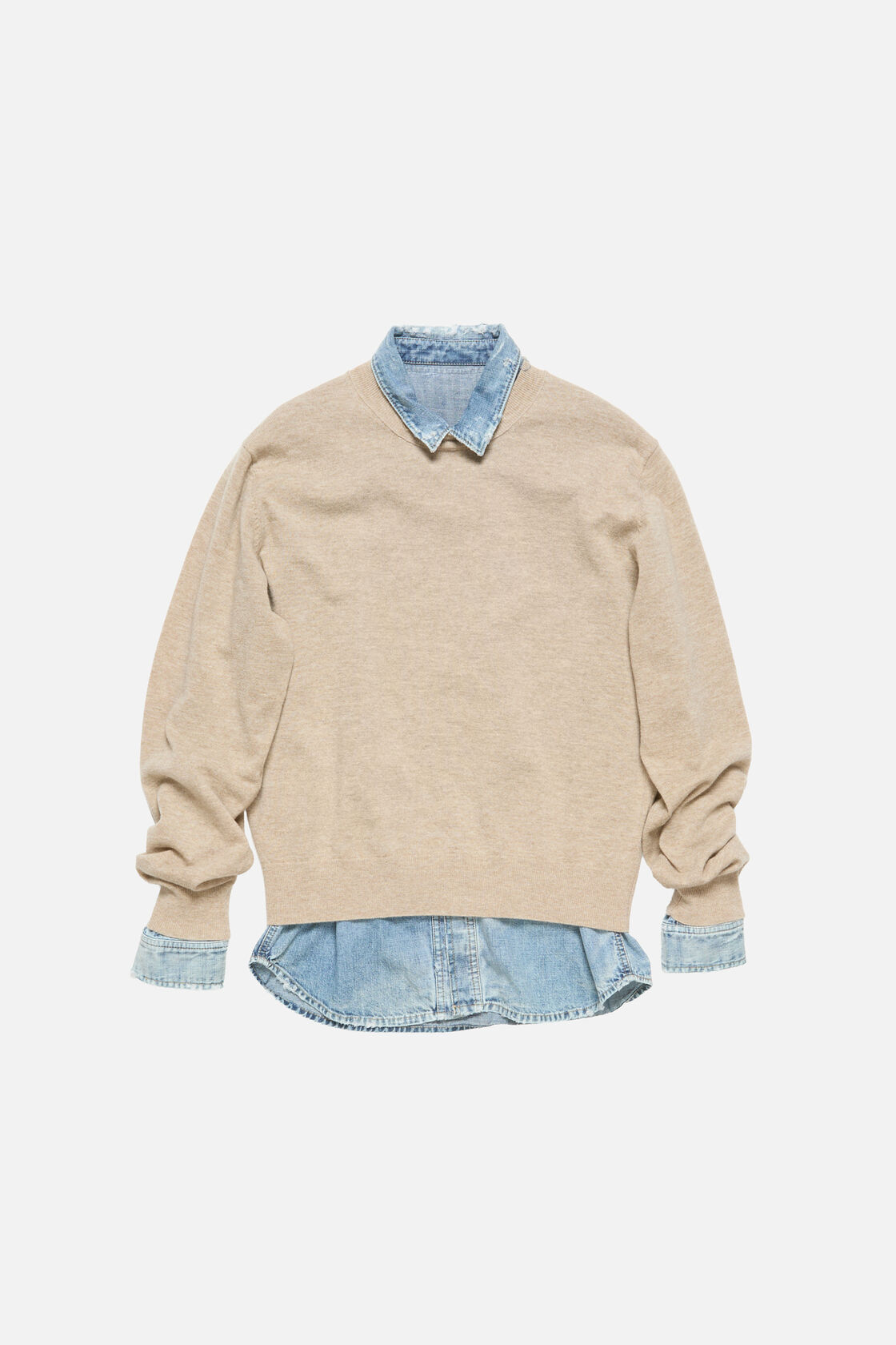 假两件羊毛套头衫, 米色, 2000x