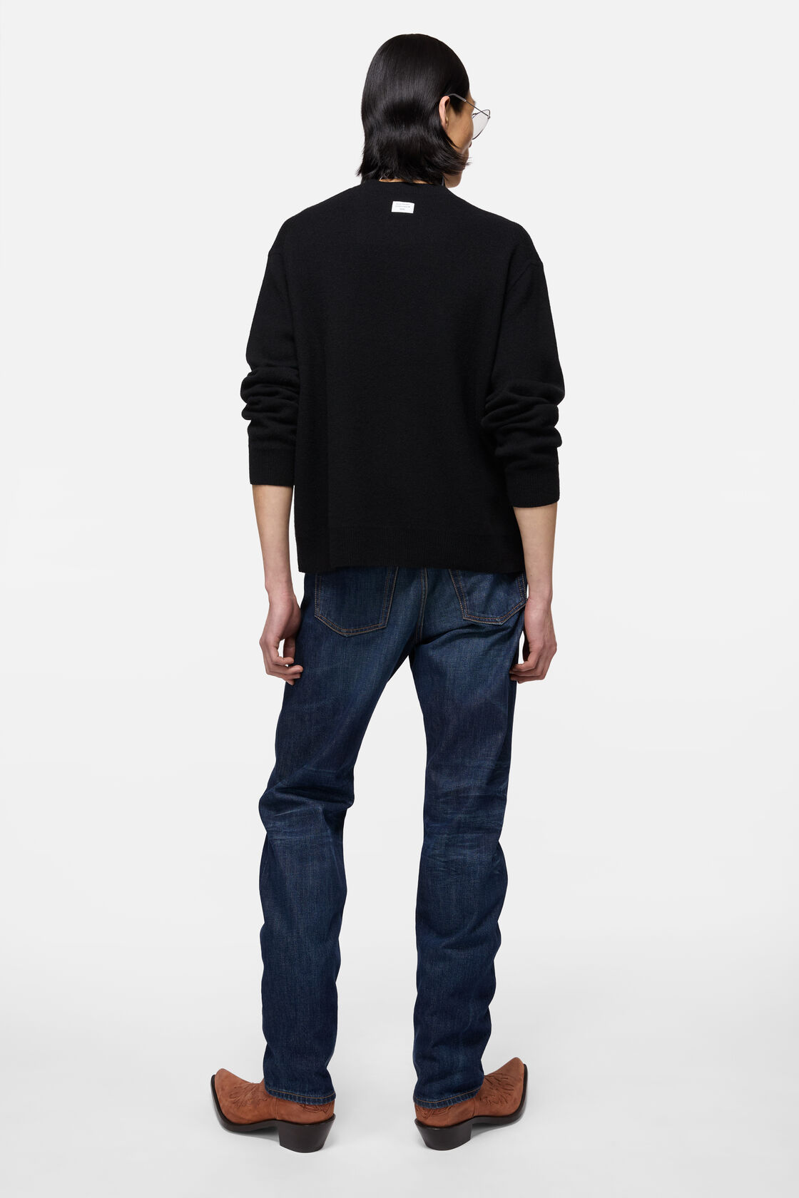 Cashmere sweater with logo, Black, 2000x