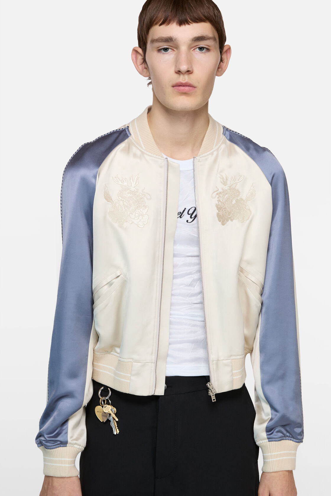 Satin bomber jacket, Light taupe, 2000x