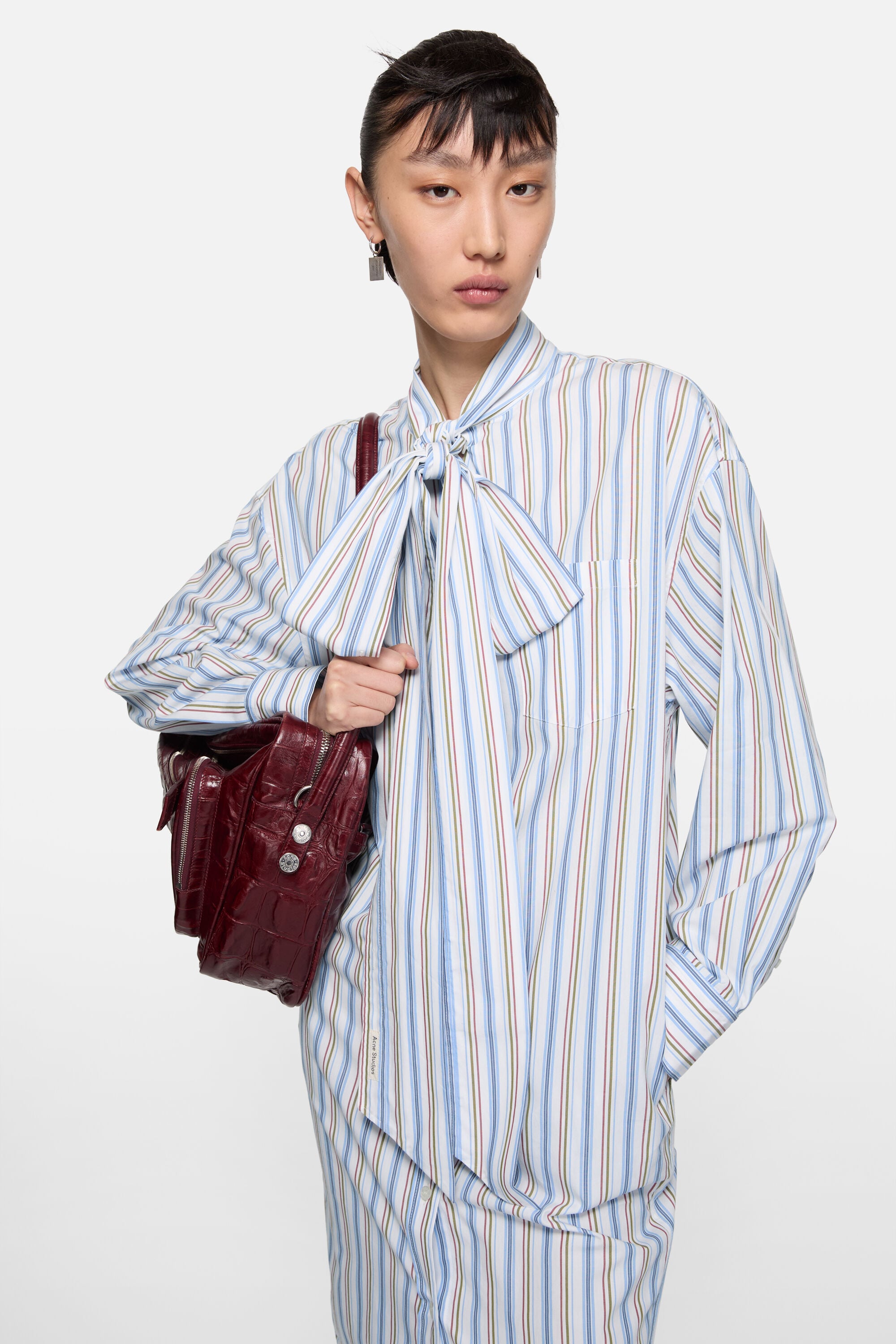 Acne Studios アクネ ストゥディオズ ASYMMETRIC DESIGN SHIRT DRESS アシンメトリー ストライプ柄 レーヨンドレス ホワイト/ブルー FN-WN-DRES001476 レディース Acne Studios Asymmetric Shirt Dress | Liberty