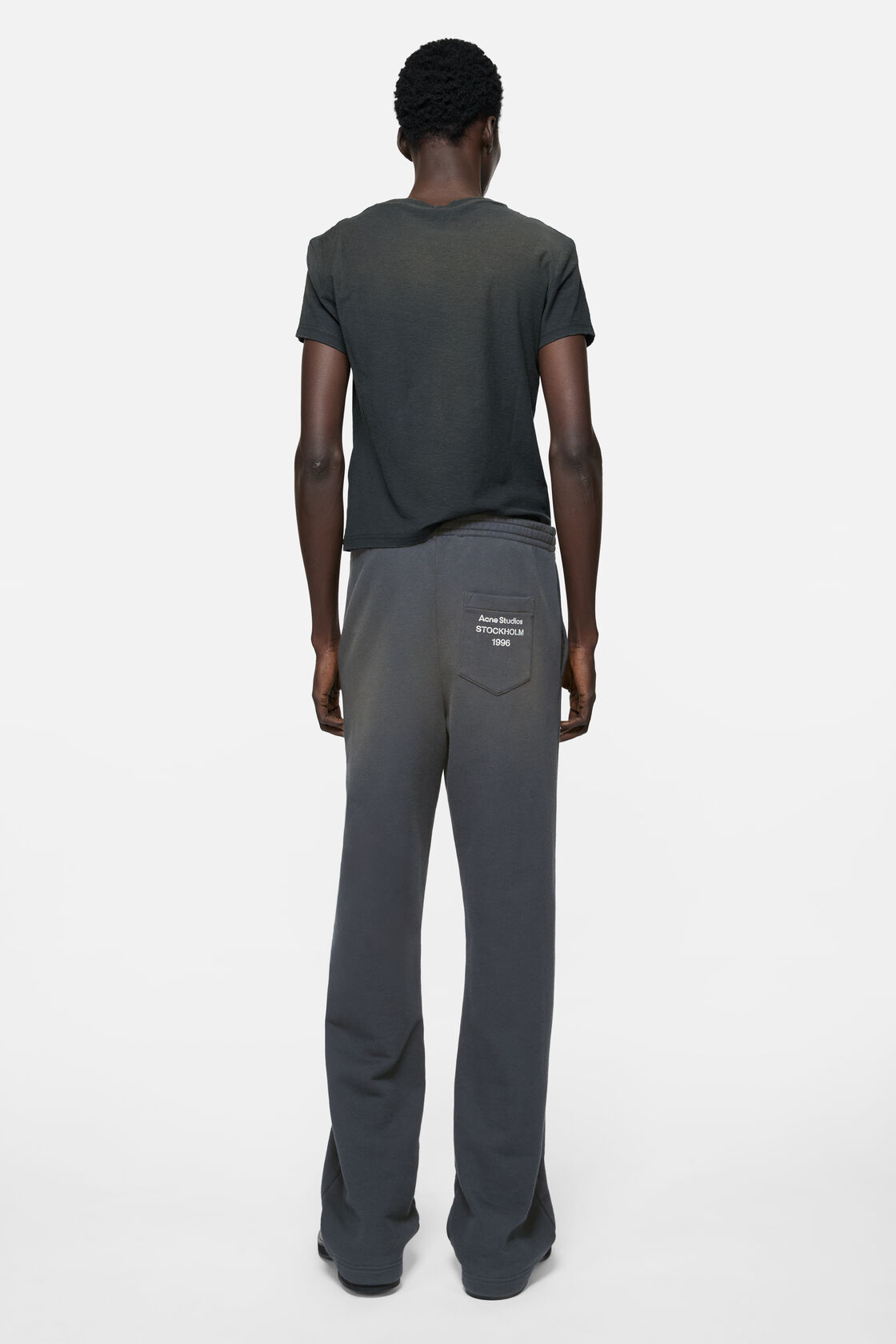 Fleece trousers with stamp logo, Faded black, 2000x