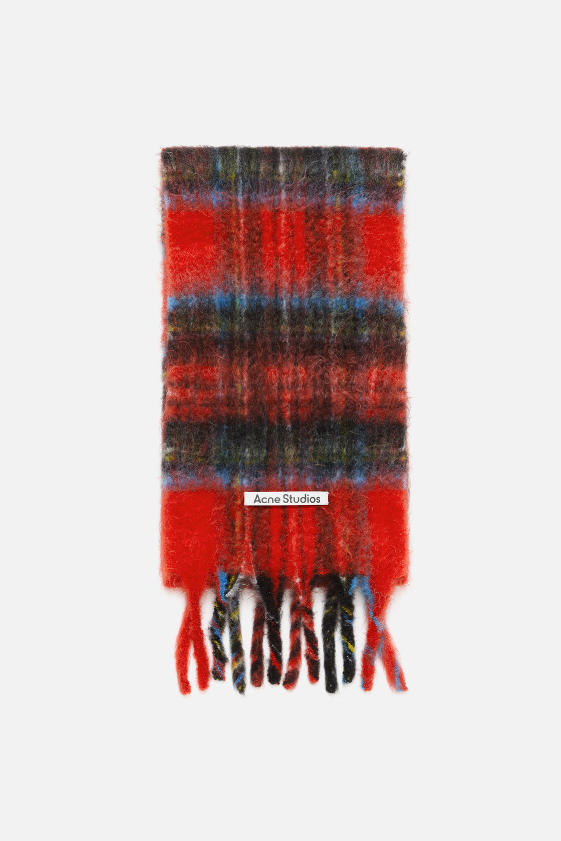 Mohair check scarf, Red/blue, 2000x