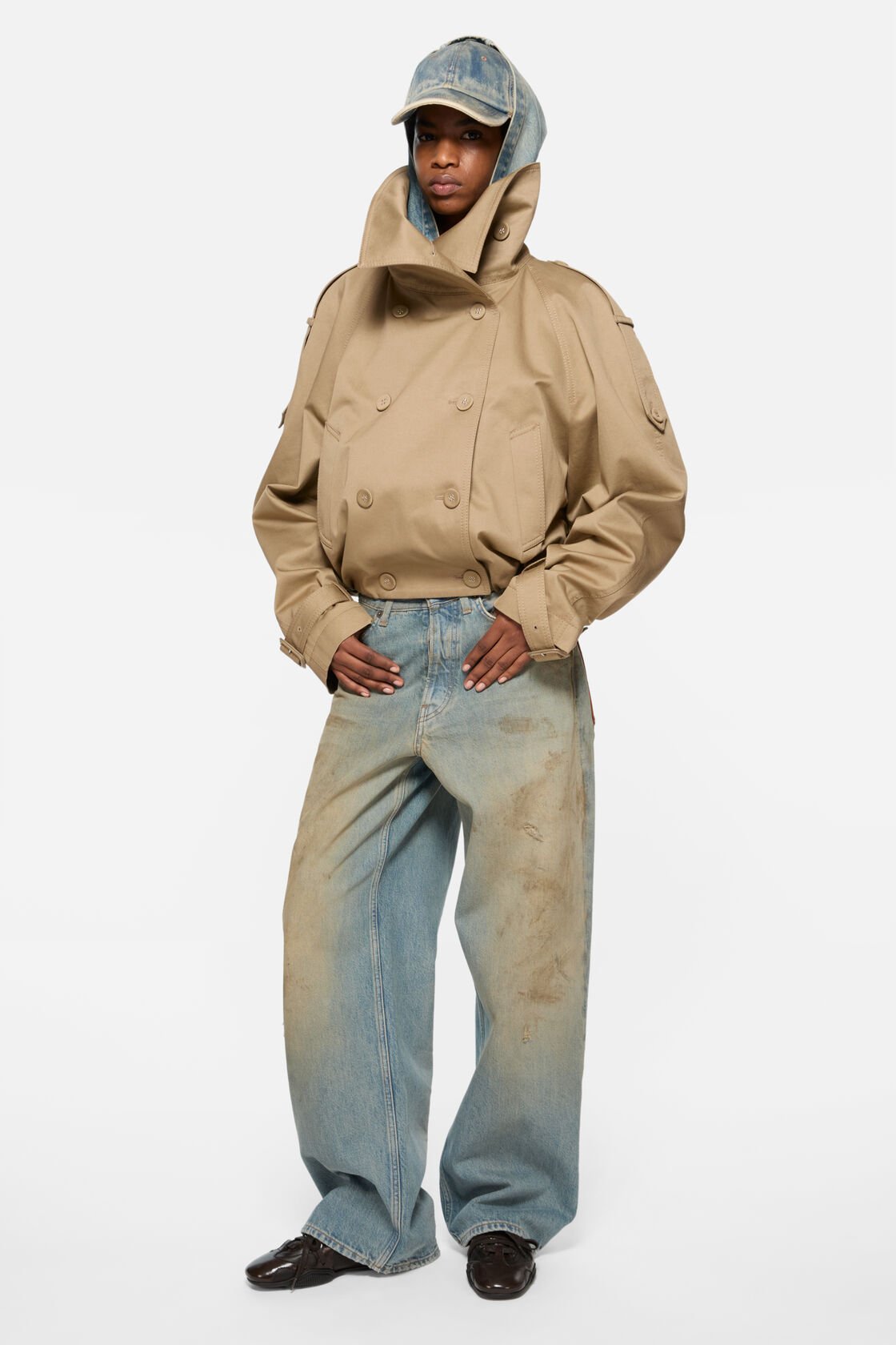 Short trench coat, Mud beige, 2000x
