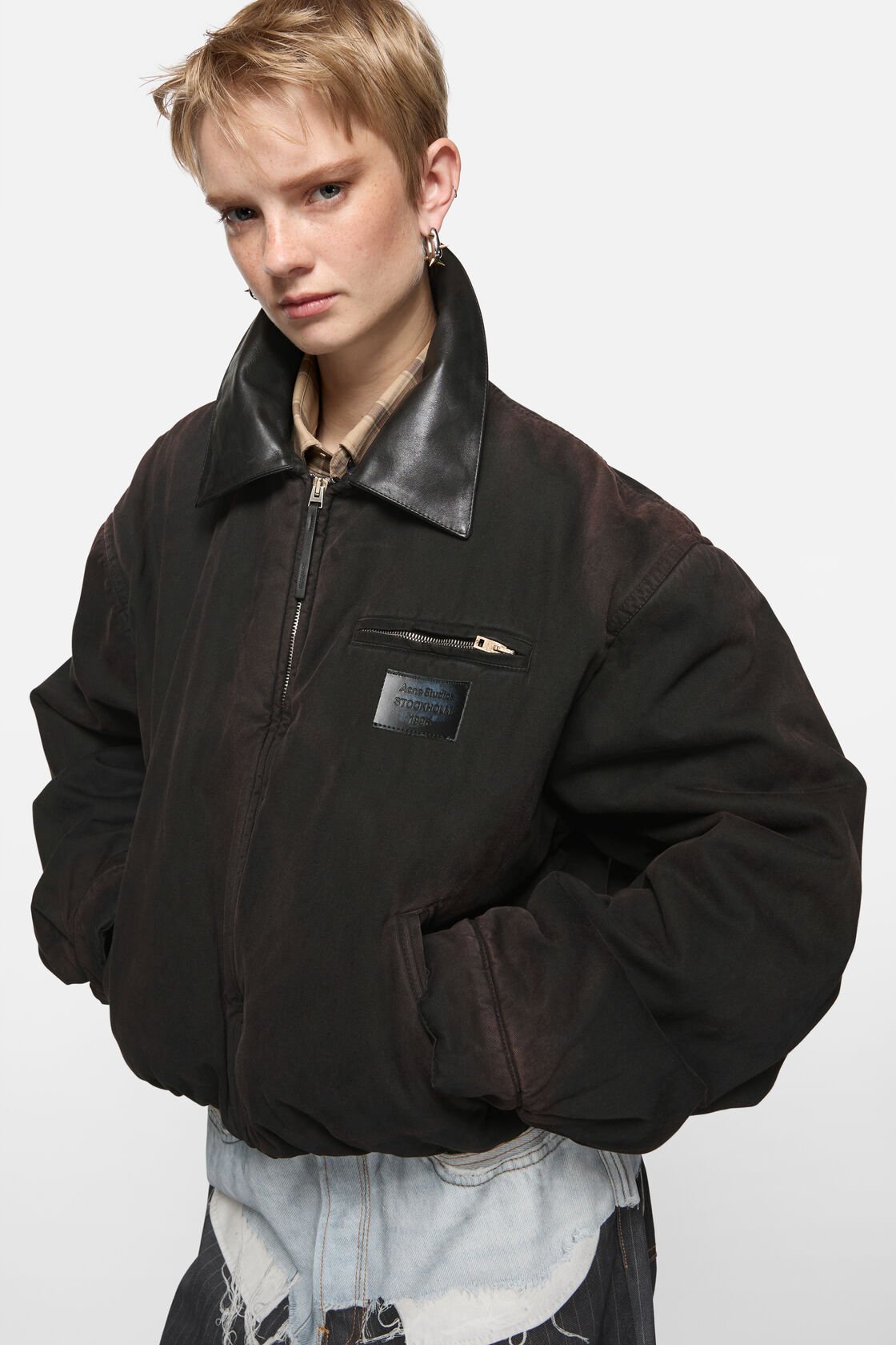 Bomber blouson jacket, Dark brown, 2000x