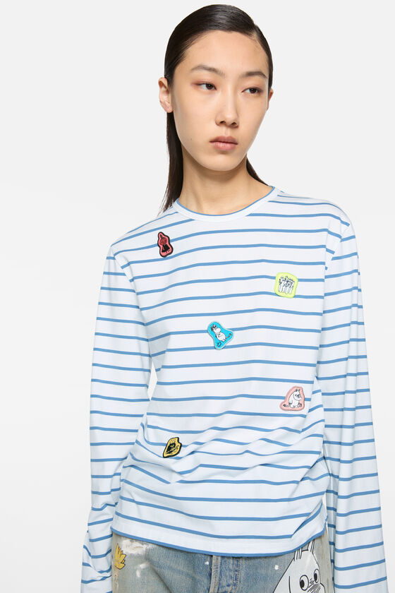 Long sleeve t-shirt - Acne Studios x Moomin, White/blue, 2000x