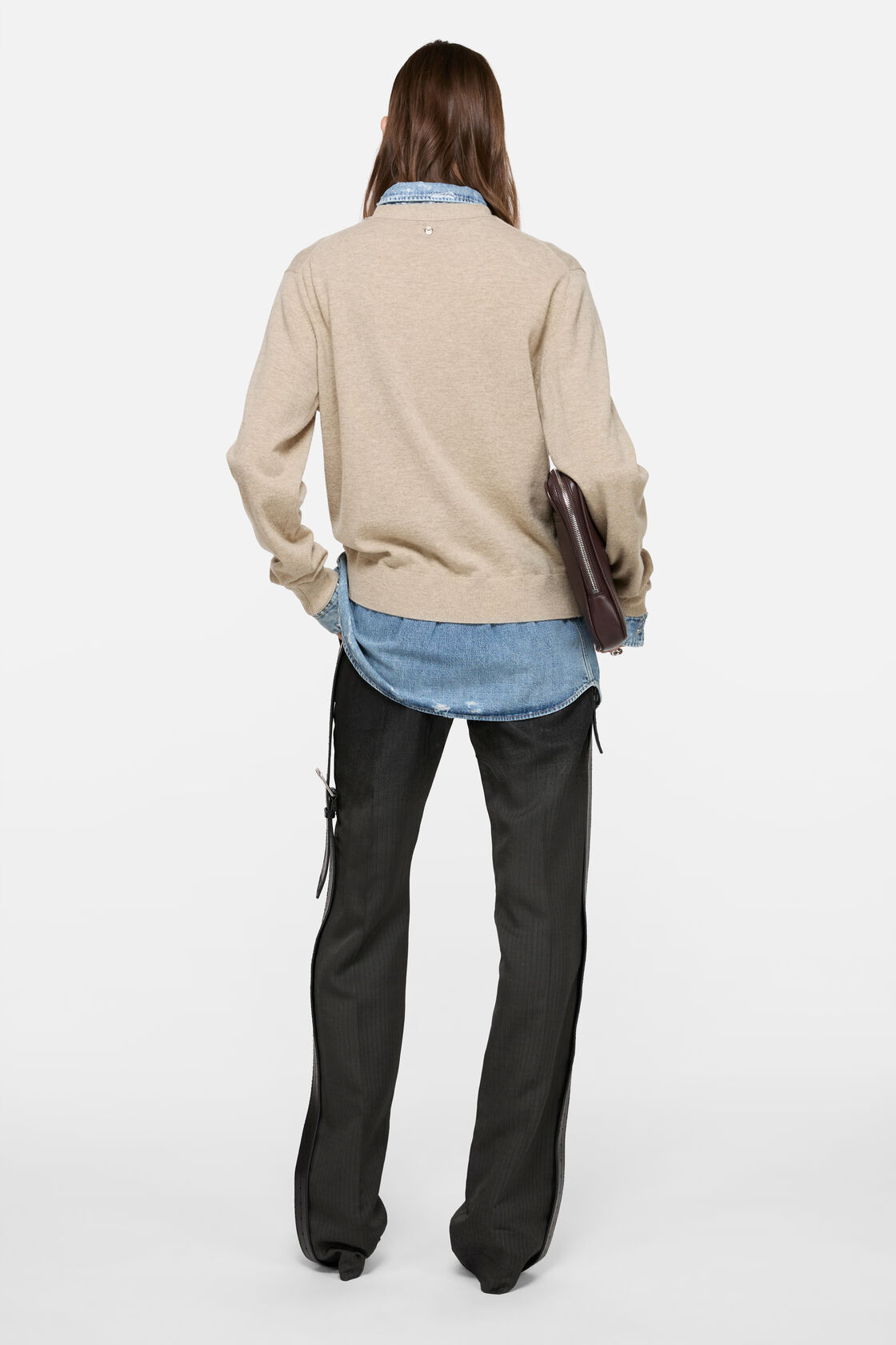 假两件羊毛套头衫, 米色, 2000x