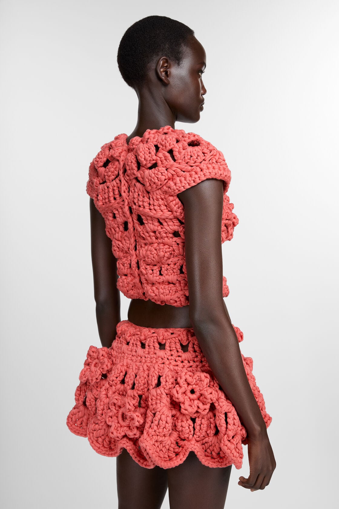 Crochet top, Coral red, 2000x