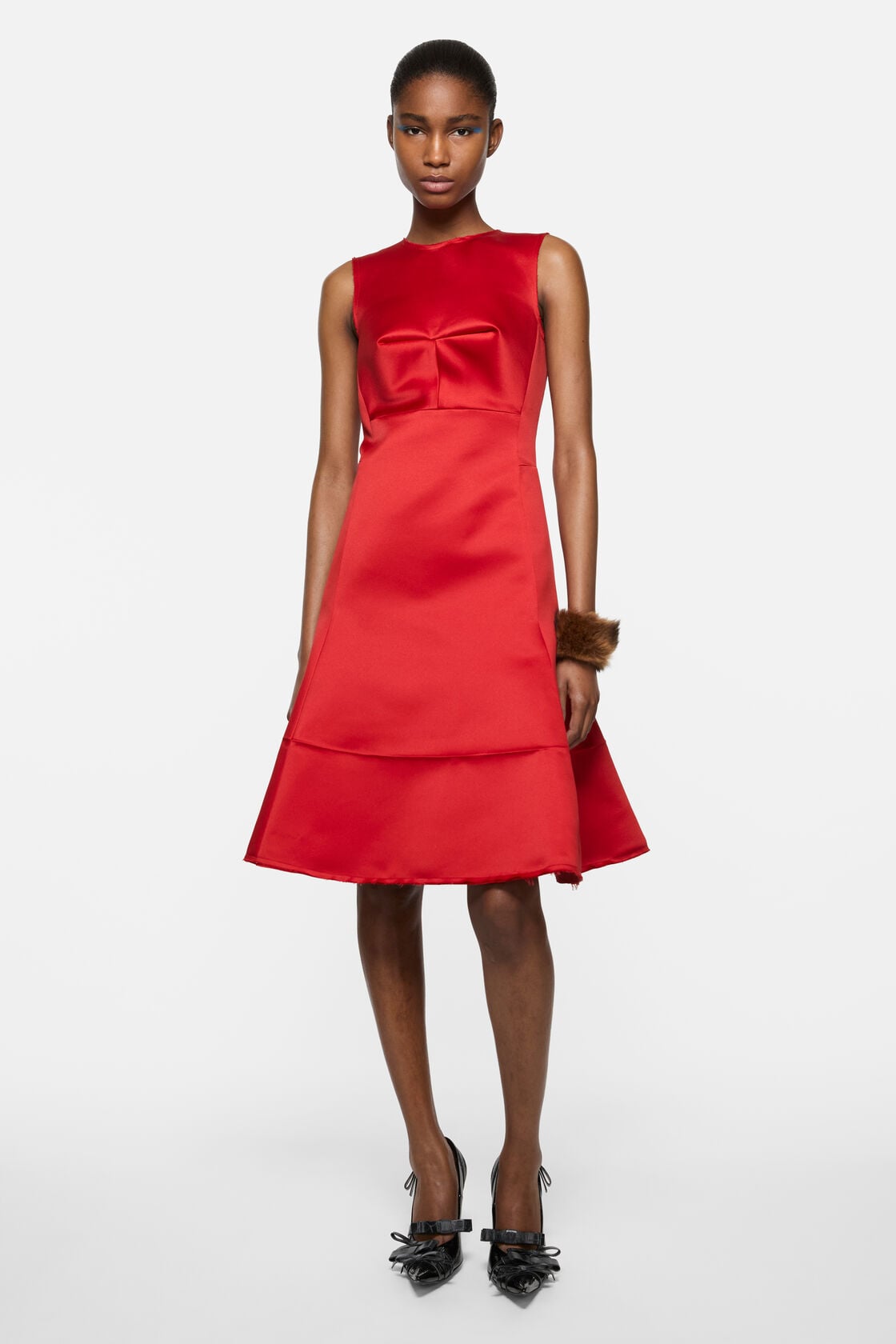 Satin tunic dress, Red, 2000x