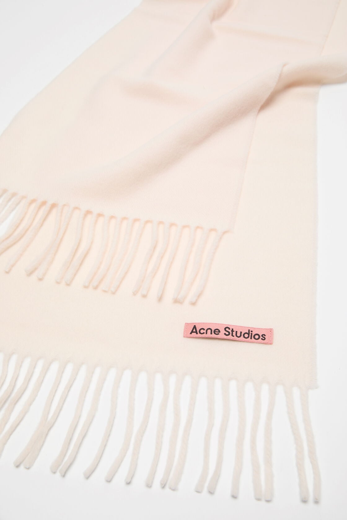 Fringe wool scarf - skinny, Warm white, 2000x
