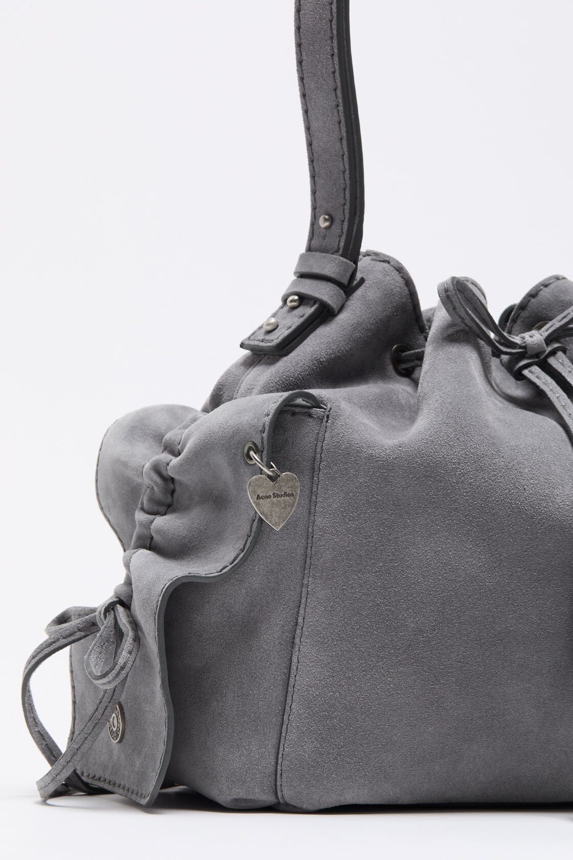 Multipocket Suede Bucket Bag, Cold grey, 2000x