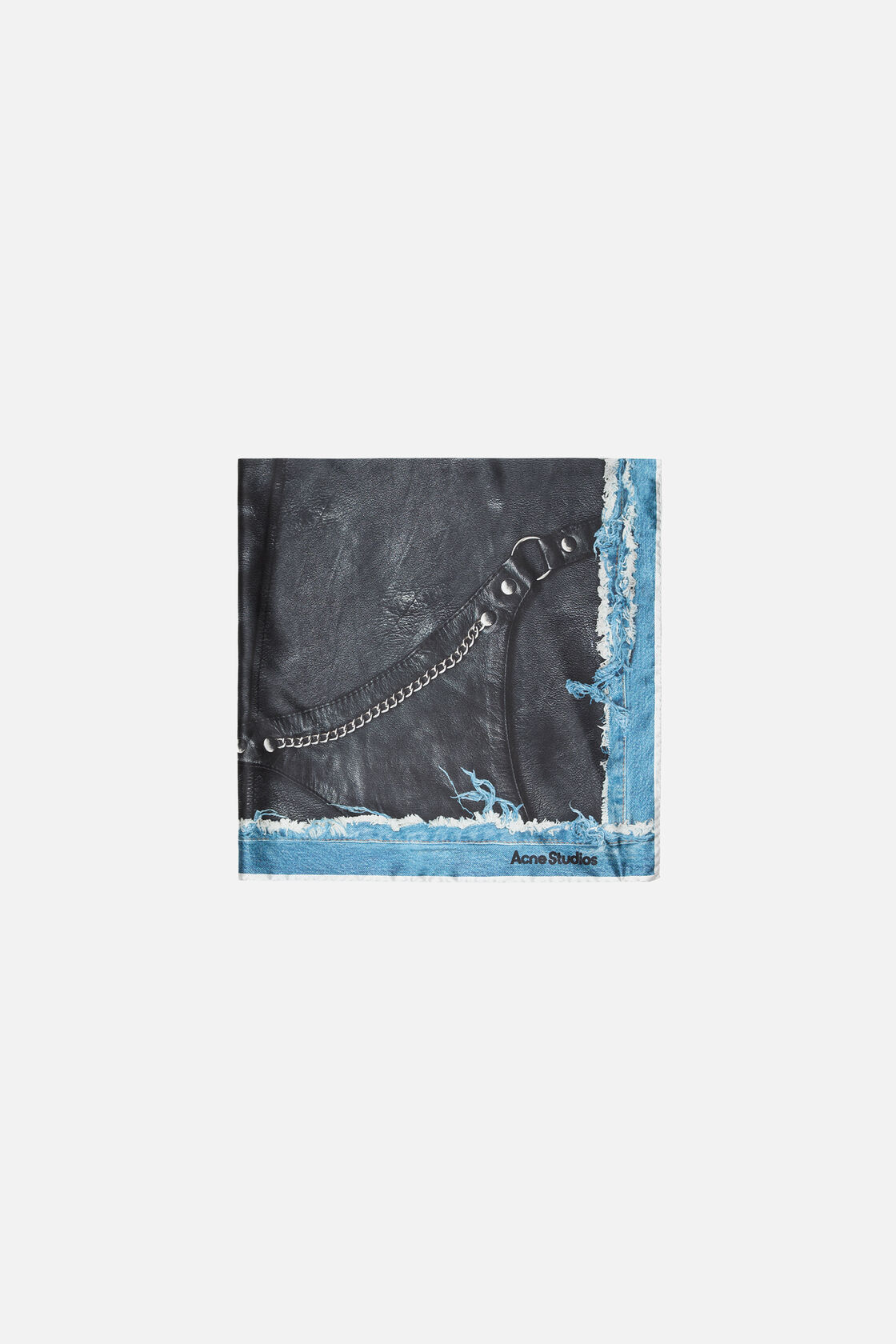 Printed silk scarf, Black/blue, 2000x