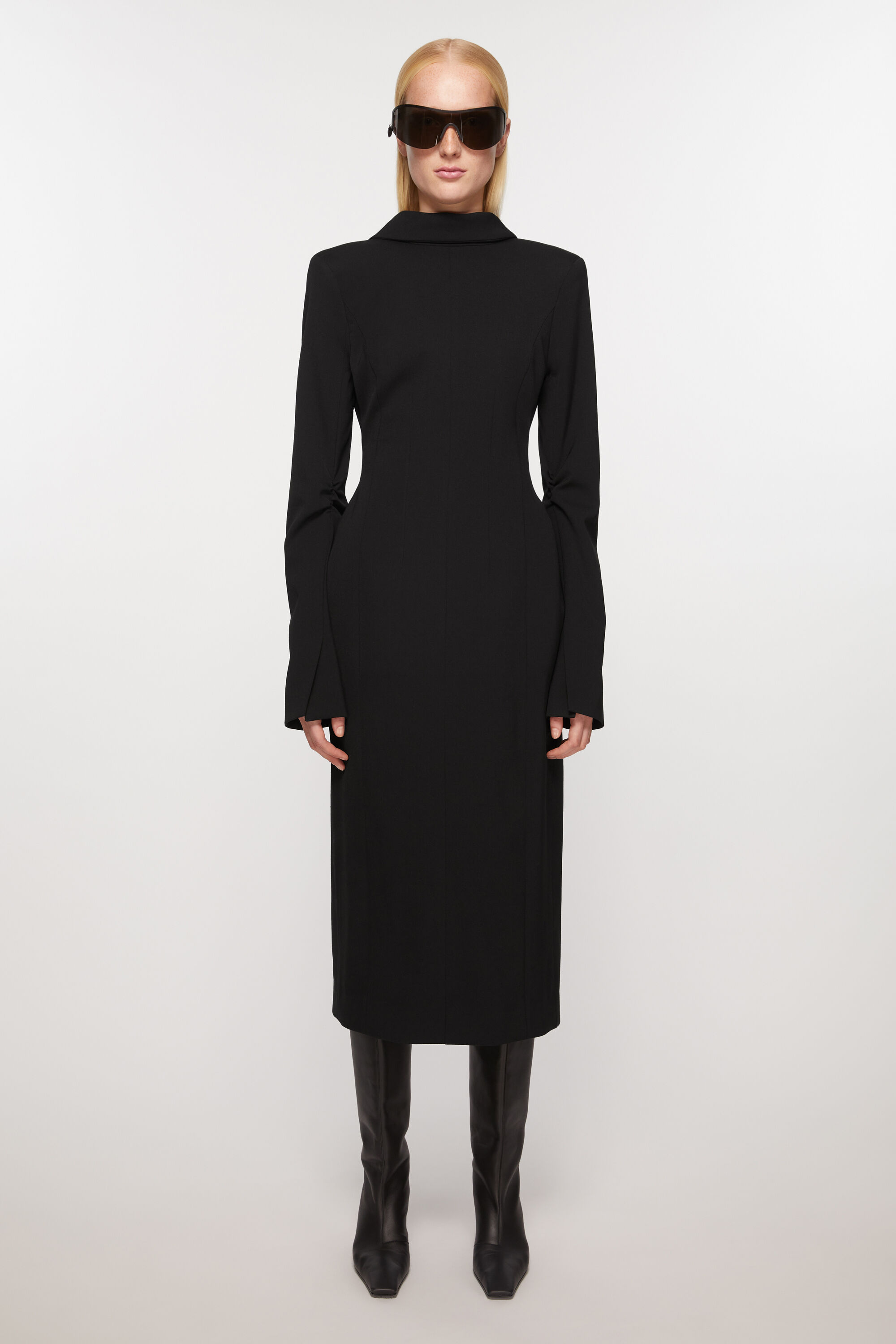 아크네 스튜디오 Acne Studios Tailored long sleeve dress - Black