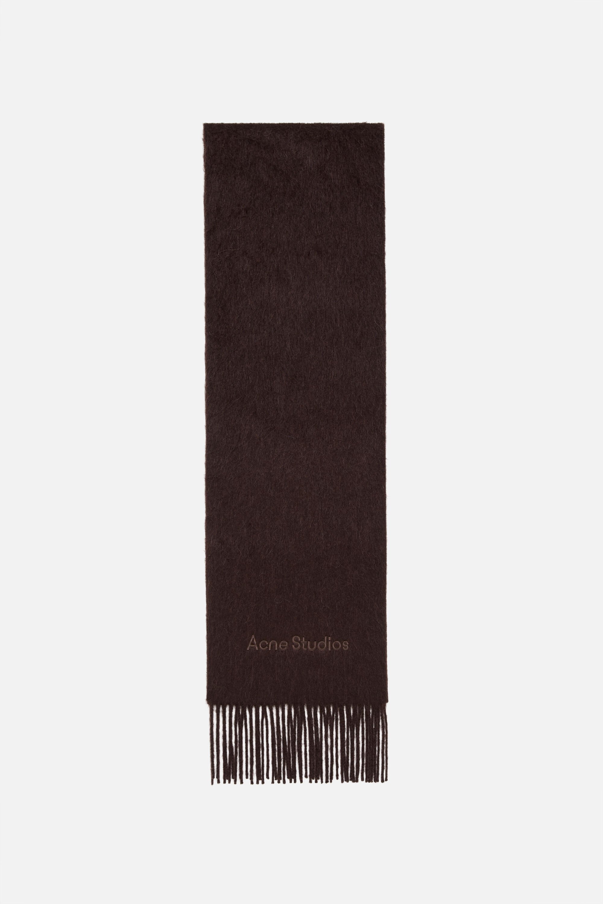 Acne Studios - Alpaca wool logo scarf - Dark brown melange Acne Studios - Alpaca wool logo scarf - Dark brown melange