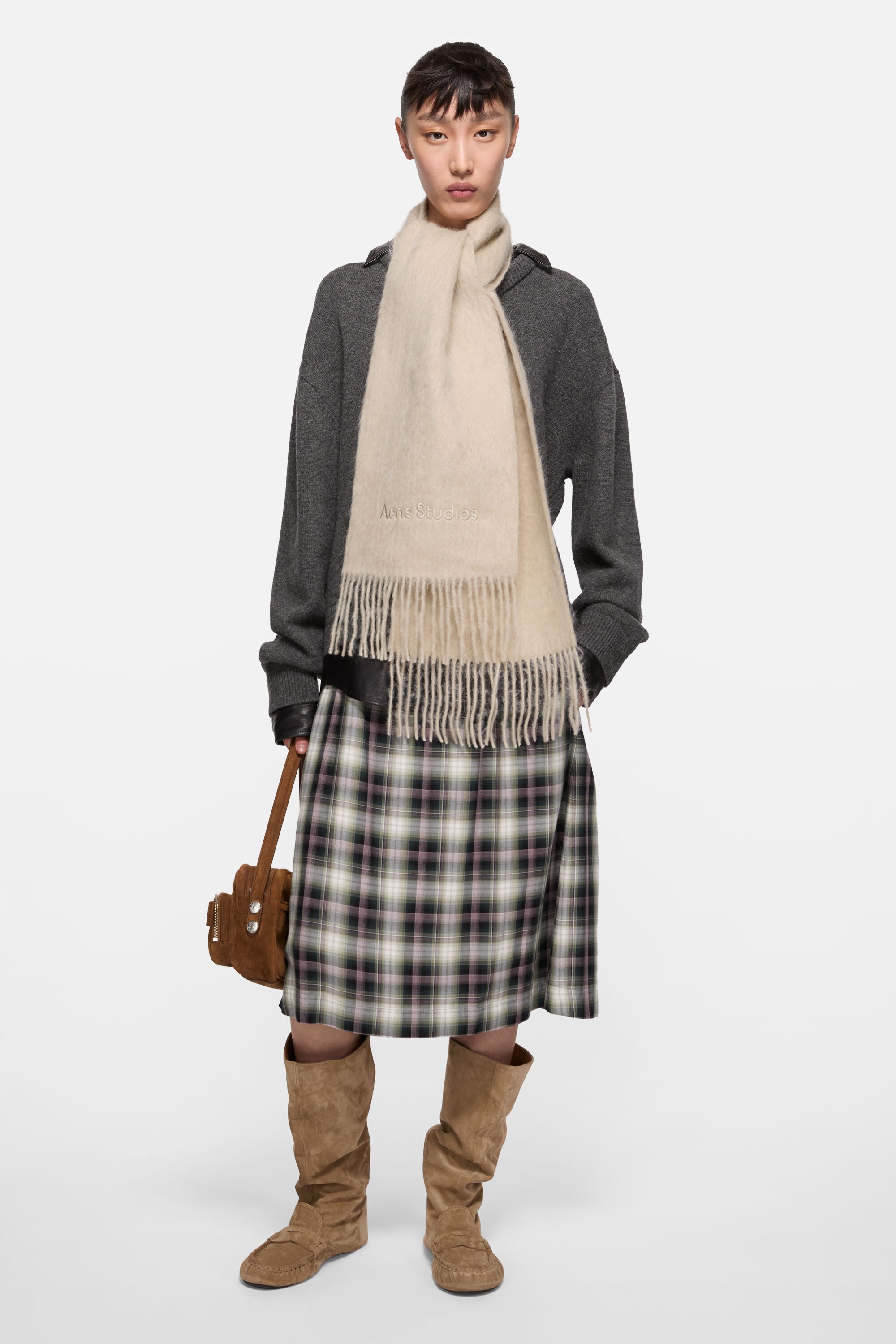 Acne Studios - ウールロゴスカーフ - オートミールメランジ