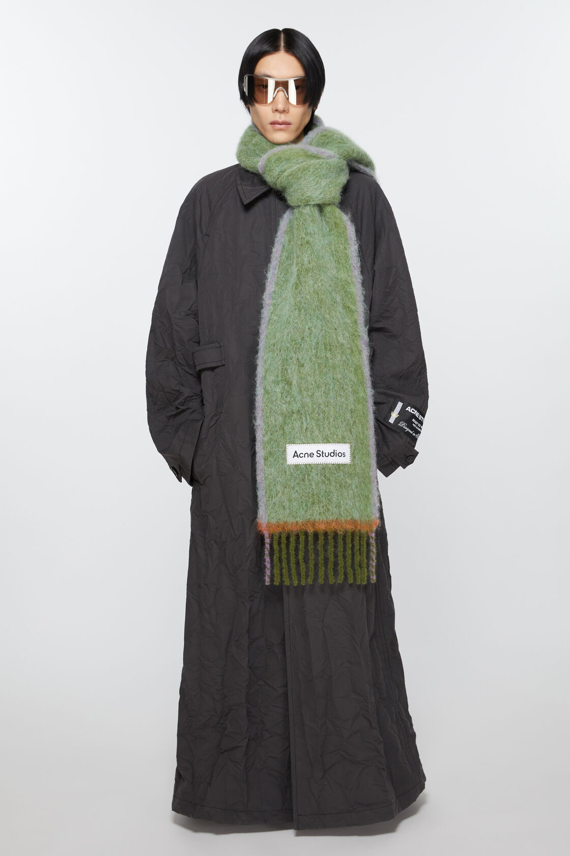 Wool mohair scarf - Narrow, Grass green, 2000x