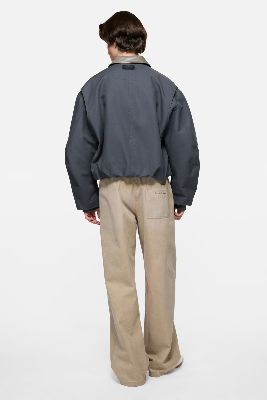 Bomber with leather collar, Carbon grey, 2000x