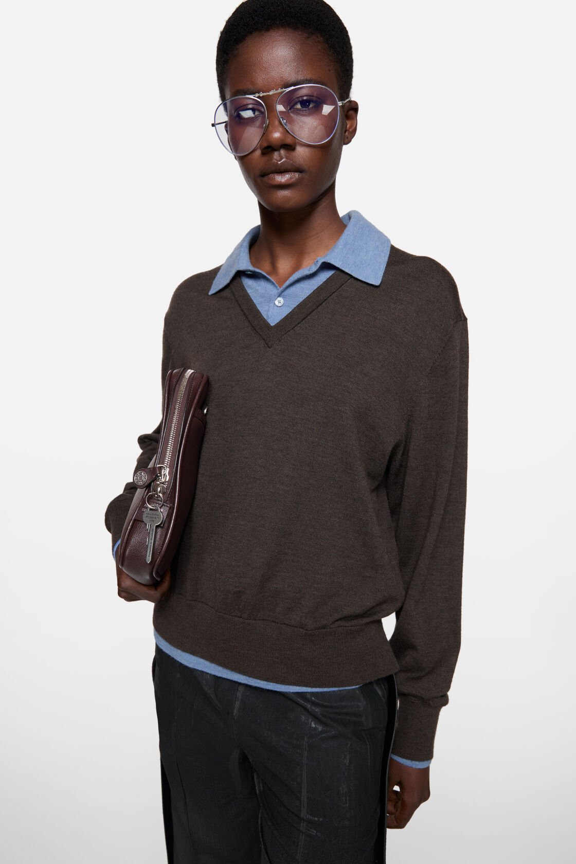 Layered wool knit, Brown/blue, 2000x