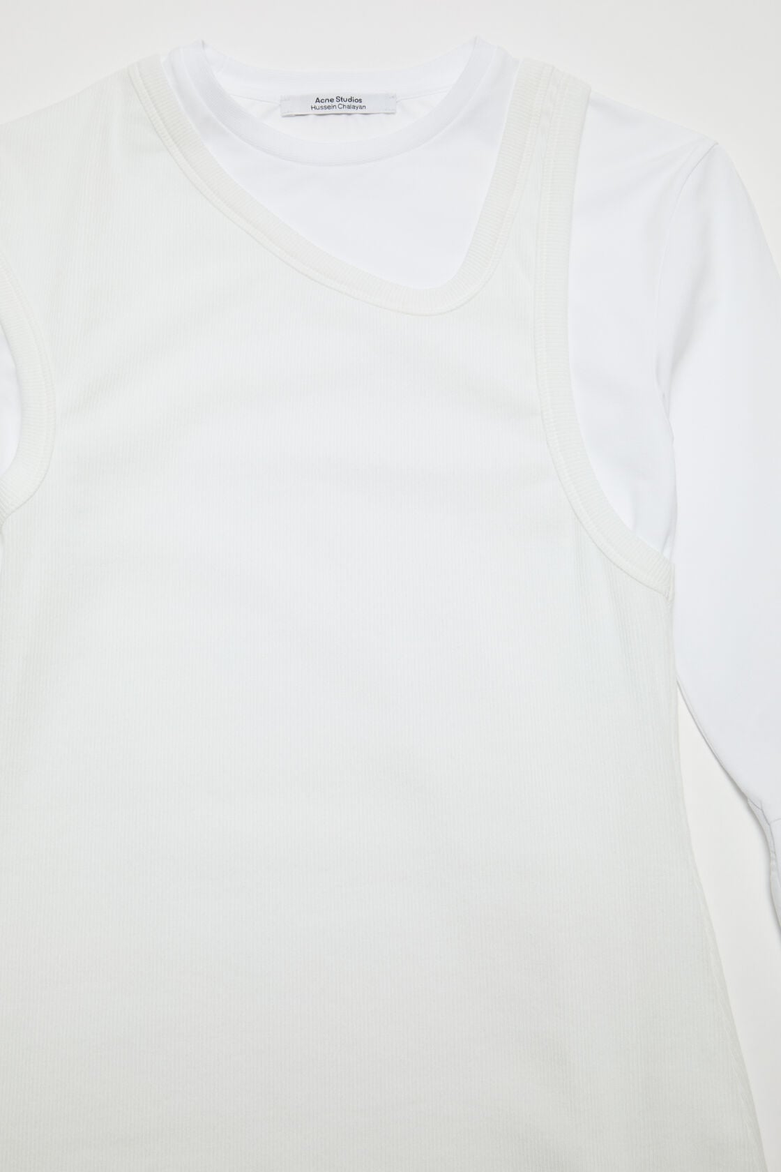 Layered Cotton Mini Dress, White, 2000x