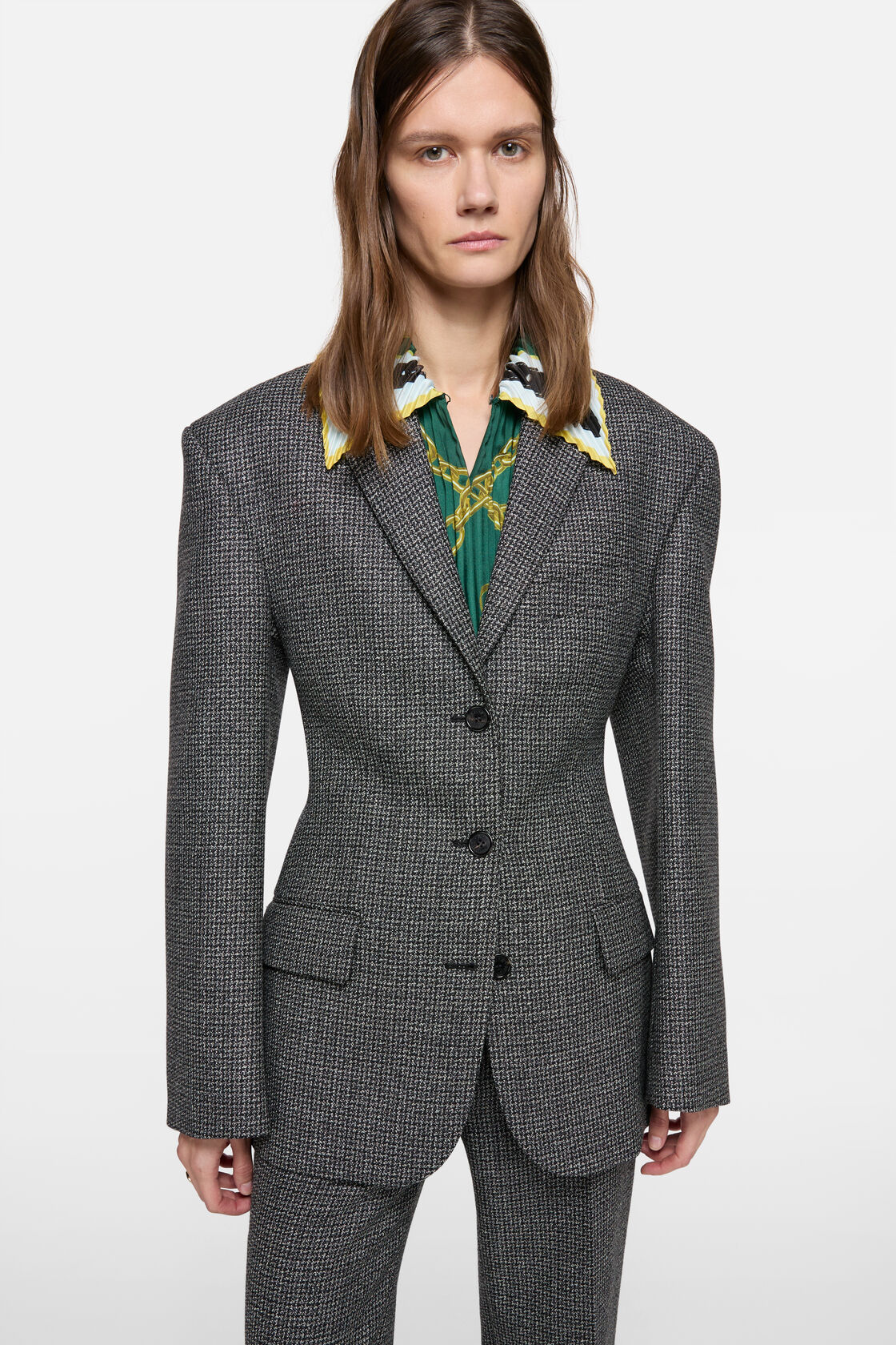 Single-breasted suit jacket, Black/white, 2000x