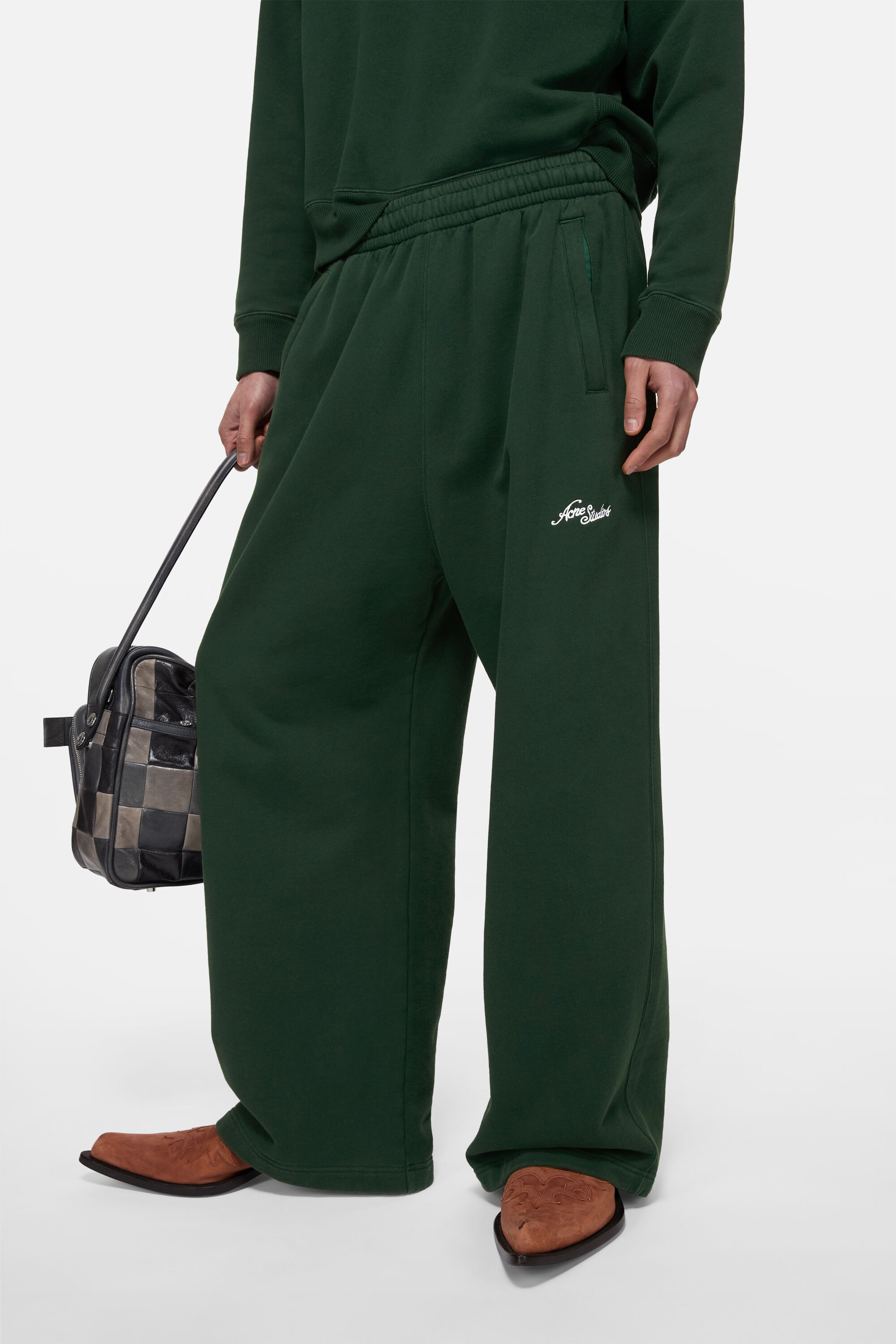 Acne Studios - Fleece logo sweatpants - Dark green