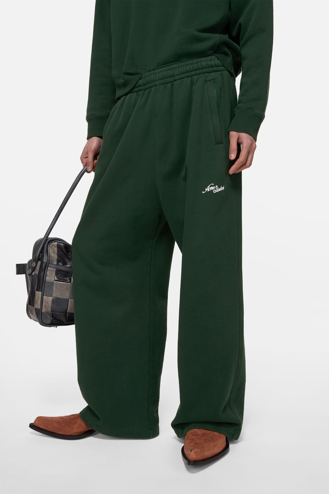 Fleece logo sweatpants, Dark green, 2000x